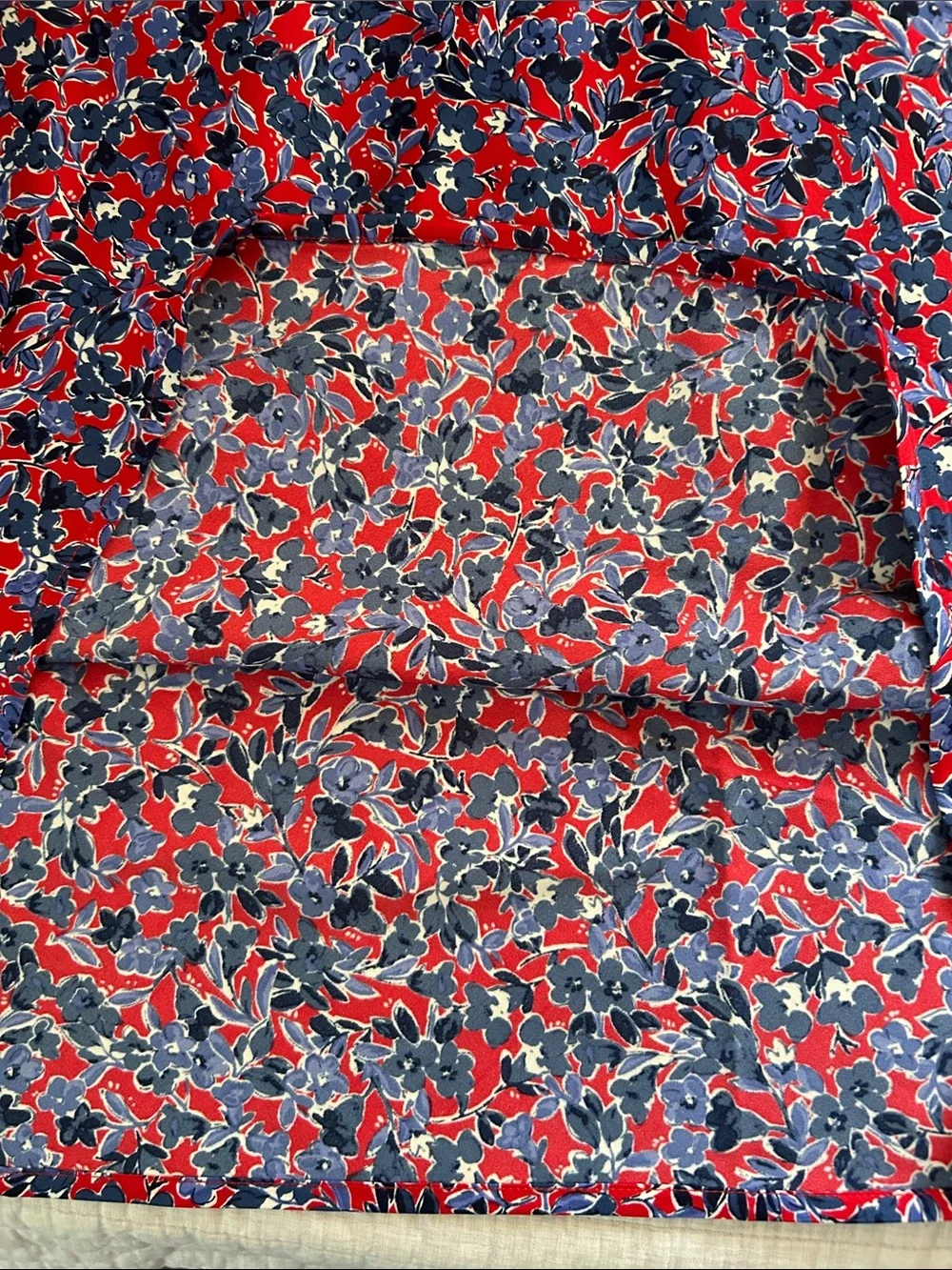 J. Crew Printed bias red blue floral slip satin pull on midi skirt S